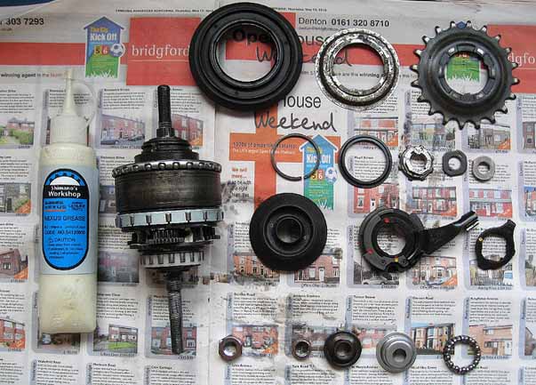 Механизм планетарной втулки Shimano Nexus 8 SG-8R31 в разобранном виде