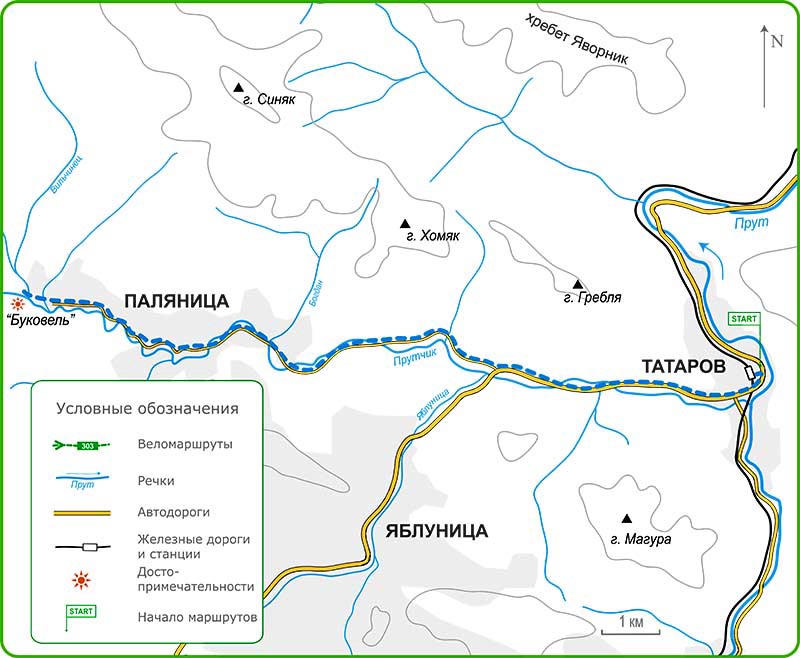 Карта веломаршрутов из Татарова